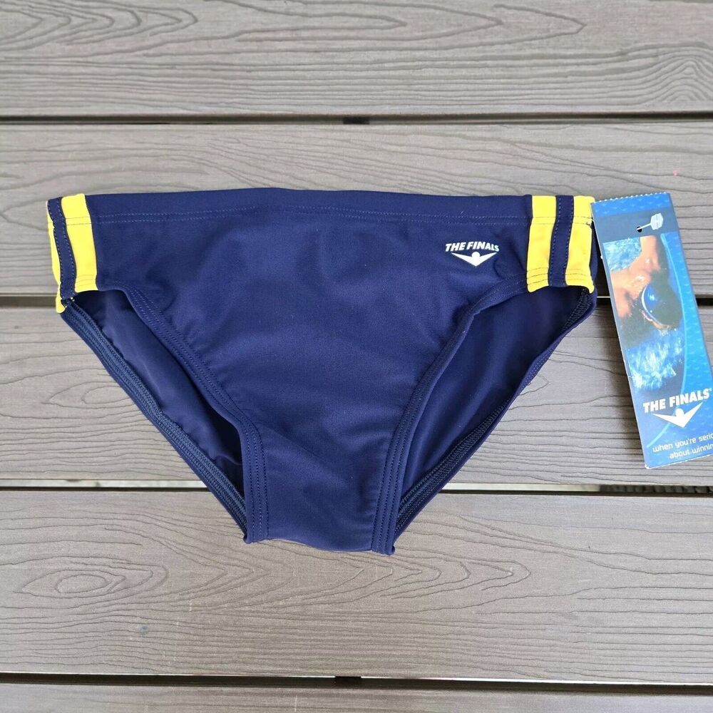 TYR The Finals Reactor Gold/navy Splice Racer Briefs, Men Boy Size 28, NEW